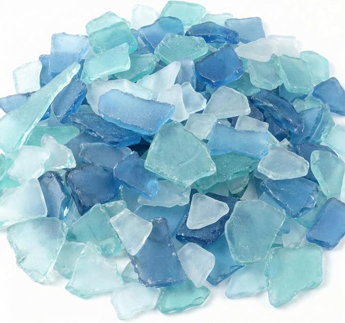 Jetec 25 oz Sea Glass for Crafts Pieces Decor Flat Frosted Sea Glass Vase by Jetec
