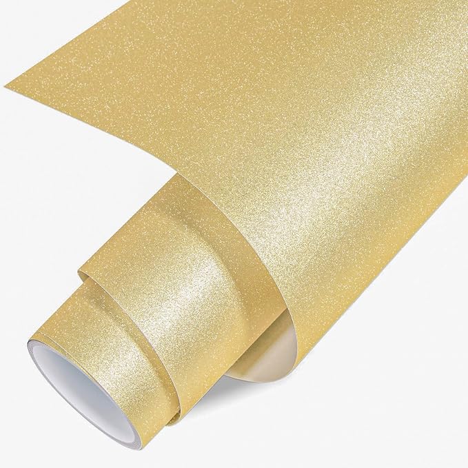 VINYL FROG Shimmer Adhesive Vinyl 12"x60" Gold Glitter Craft Permanent Vinyl by VINYLFROG