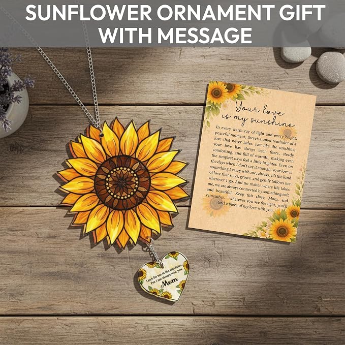 Sunflower Mom Memorial Acrylic Suncatcher Ornament, Loss of Mom Memorial Gifts - Image 4