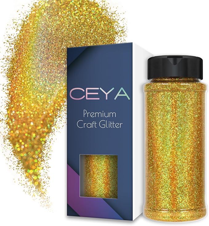 Ceya 3.8oz/ 110g Holographic Ultra Fine Glitter Powder Laser Lazurite Gold by CEYA
