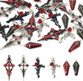 Cheriswelry 24Pcs Gothic Cross Charms Enamel Rhinestone Crucifix Pendants by Cheriswelry