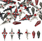 Cheriswelry 24Pcs Gothic Cross Charms Enamel Rhinestone Crucifix Pendants by Cheriswelry