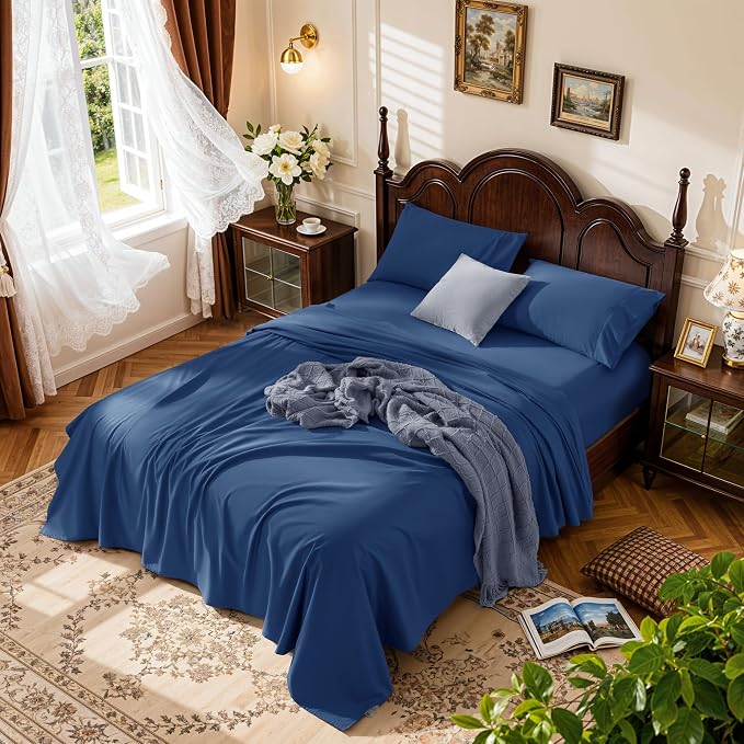 LBRO2M 100% Cotton Sheets Set Deep Pocket 19", 1000 Thread Count California by LBRO2MBedding