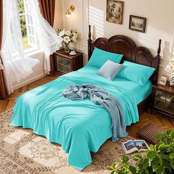 LBRO2M 1000 Thread Count 100% Cotton Sheets Set, Queen Size Bed Sheet 4 Piece by LBRO2MBedding