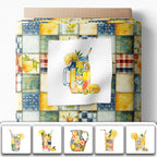 Summer Lemon Patchwork Cotton Fabric Panel – Six 10×10 inch Designs + Bonus - Image 2