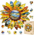 Sunflower Oil Painting Puzzles Adults Gifts Wooden 100 Pieces 8.5 * 8.3in by Jollitot