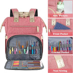 LTINVECK Knitting Bag Backpack, Yarn Storage Organizer Travel Crochet Bag - Image 2
