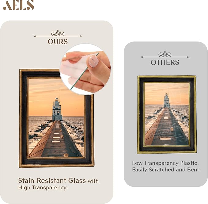 AELS 5x7 Inch Vintage Picture Frame, Photo Display, Tabletop Wall Hanging - Image 3