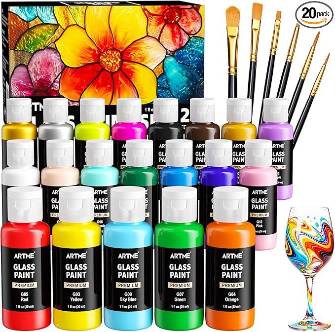 Artme 20 Colors Stained Glass Paint Set by ARTME