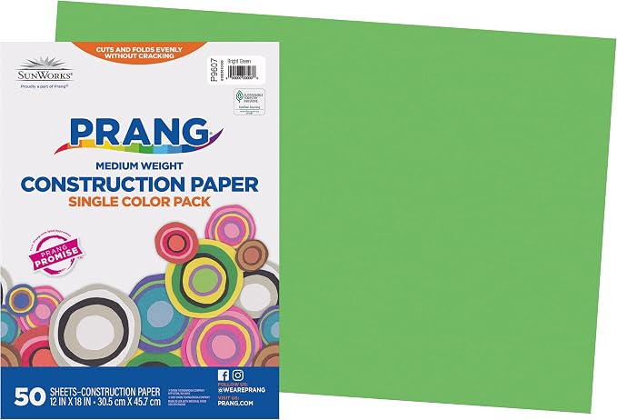 Prang Construction Paper, Bright Green, 50 Sheets by Prang