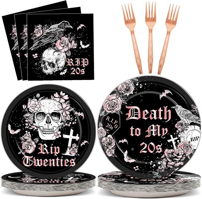 Qyeahkj 100 Pcs 30th Birthday Party Supplies Death to My 20s Paper Plates and by Qyeahkj