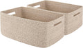OIAHOMY Storage Basket for Shelves, Closet Cube Storage Bins Baskets for Clothes Blanket Towels, Baby Nursery, Toy Box, Woven Rope Basket, 15.75*11.81*7.09 IN, 2 Packs Brown