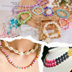 XSEINO About 1200+ PCS 6mm Imitation Pearl Style Glass Beads Bracelet Making Kit - Image 7