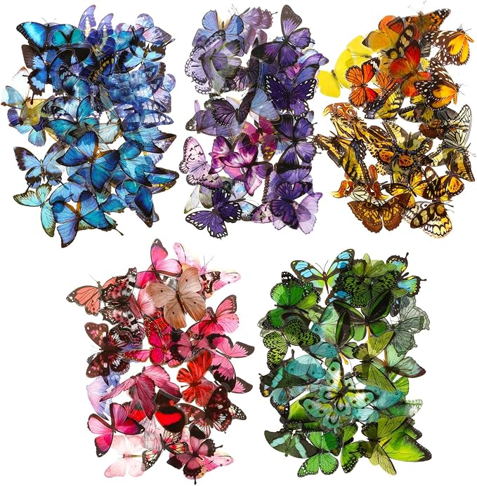 COMNICO Butterfly Stickers PET Waterproof Transparent Colorful Resin Decals by COMNICO