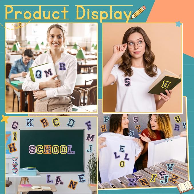 WILLBOND 52 Pcs Back to School Composition Poster Board Alphabet Patches 2.8 - Image 5