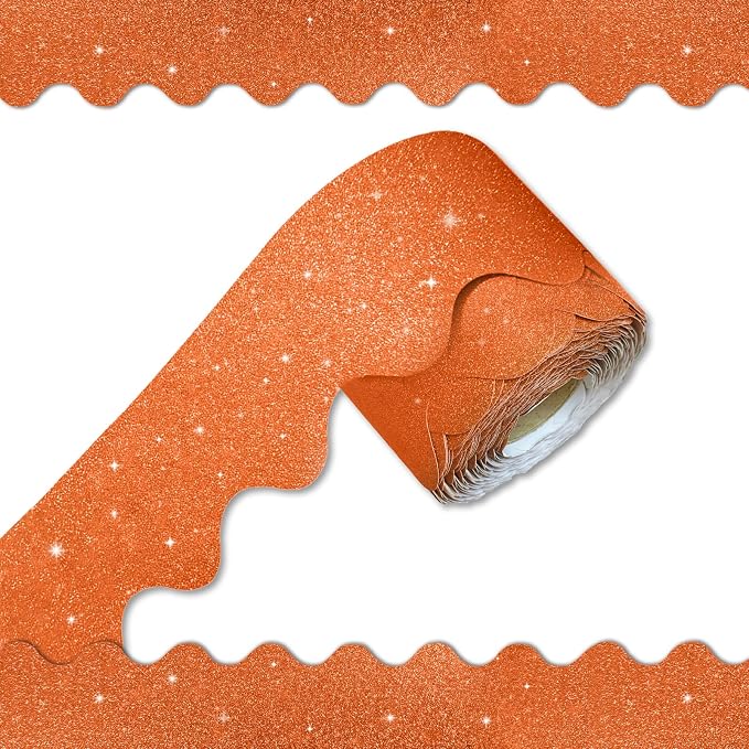70Ft Shine Orange Bulletin Board Borders，Scalloped Poster Boards Decorations by Unknown