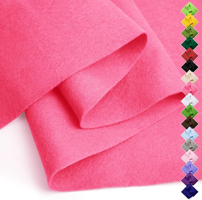 Soft Felt Fabric Sheet 18" x 36", 1.6mm Acrylic Craft Felt, Neon Pink | Soft by AblemeDeco