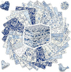 HunnmingRe 20 Pcs 10''x10'' Blue White Flower Quilting Fabric Square - Image 7