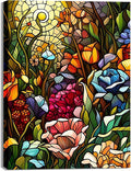 Flower Paint by Numbers Kit for Adults Beginner, Stained Glass Flowers Paint by by Fountor