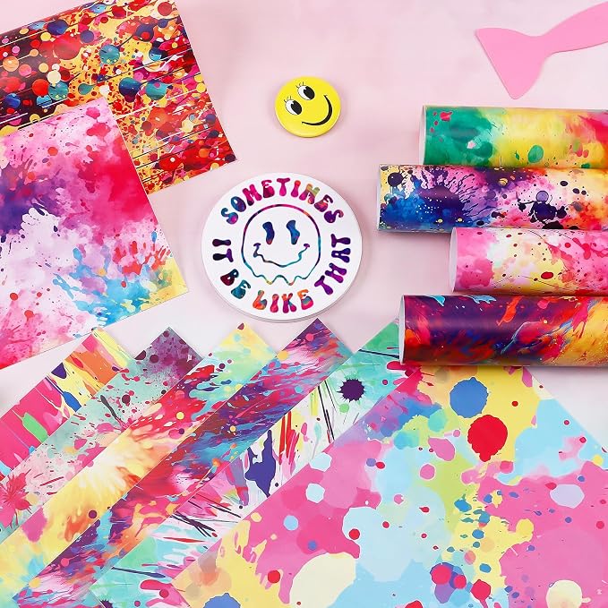 Pink Splatter Permanent Adhesive Vinyl 12 Sheets 12'' x 10'' | Pink Splash - Image 7