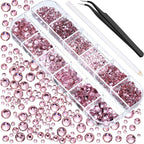 TecUnite 2000 Pieces Flat Back Gems Round Crystal Rhinestones 6 Sizes by TecUnite
