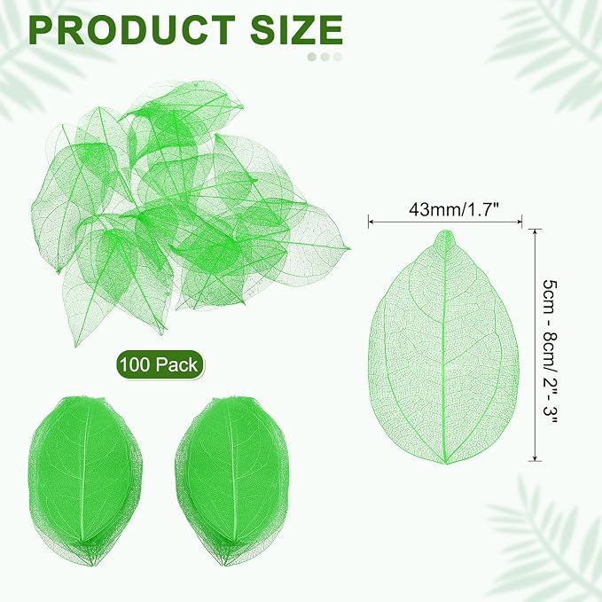 uxcell 100 Pcs Green Skeleton Leaves - Image 2
