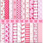 HunnmingRe 20 Pcs 10''x10'' Pink Bow Quilting Fabric Square Coquette Bow by HunnmingRe