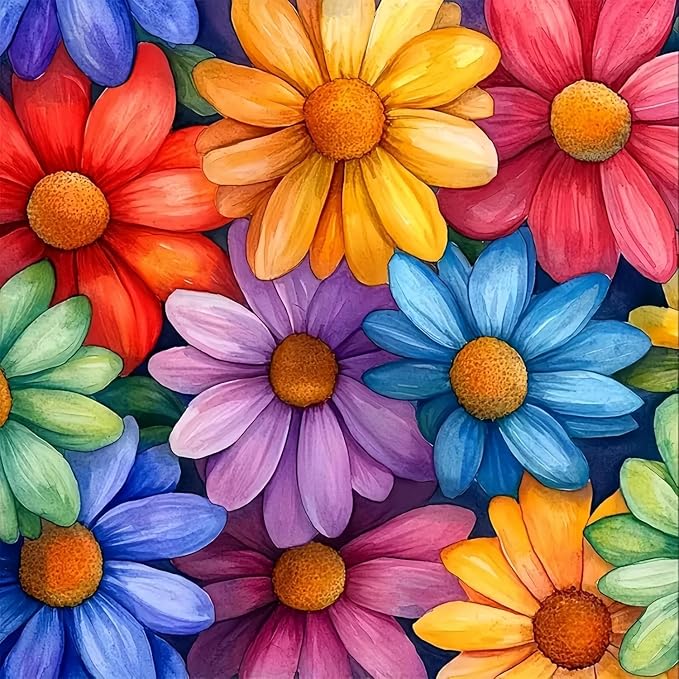 Eiazuiks Stamping Cross Stitch Kit, Colorful Flowers Counting Cross Stitch Kit by Eiazuiks