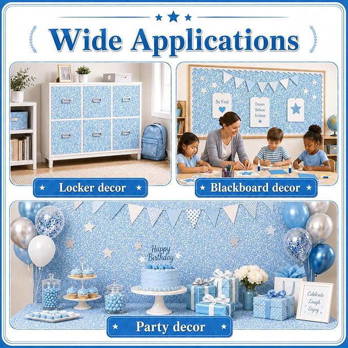 Blue Composition Bulletin Board Roll Non-Woven Fabric Poster 16in X 20ft | Back - Image 7