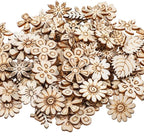 100 Pcs Unfinished Wooden Flower Wood Pieces Wood Flower Cutouts | Wooden - Image 2