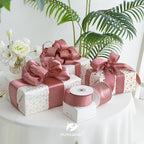 HUIHUANG Dusty Rose Wired Ribbon 2.5 inch Rose Pink Satin Wire Ribbon - Image 3