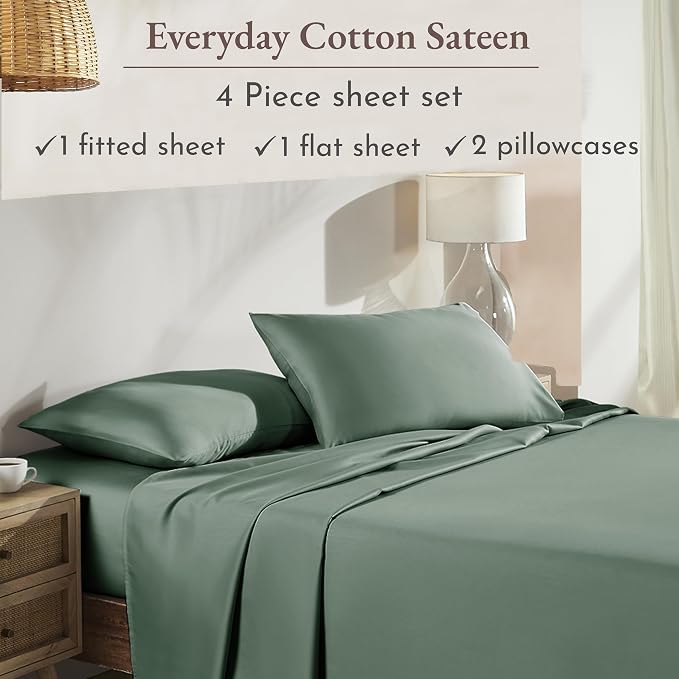California Design Den Natural 100% Cotton Bed Sheets King Size Set - Image 4