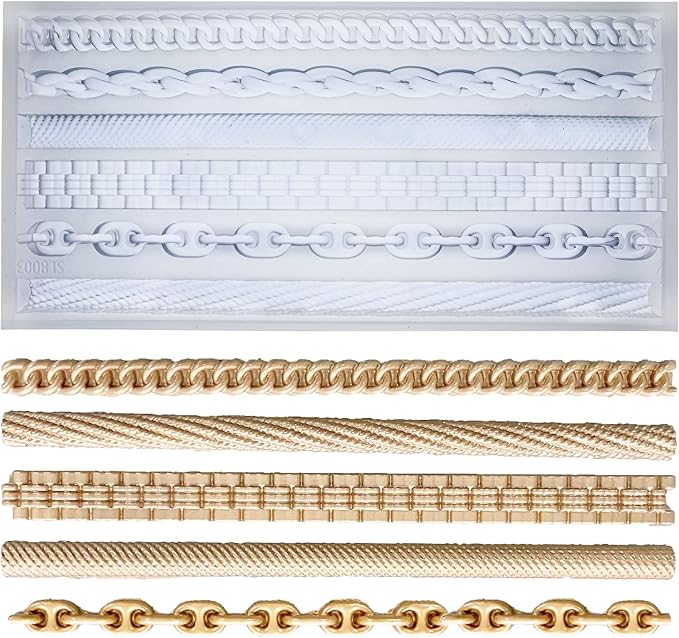 FUNSHOWCASE Chains Mold for Polyclay Air Dry Clay Plaster, 6 Trimmings #4719 by FUNSHOWCASE