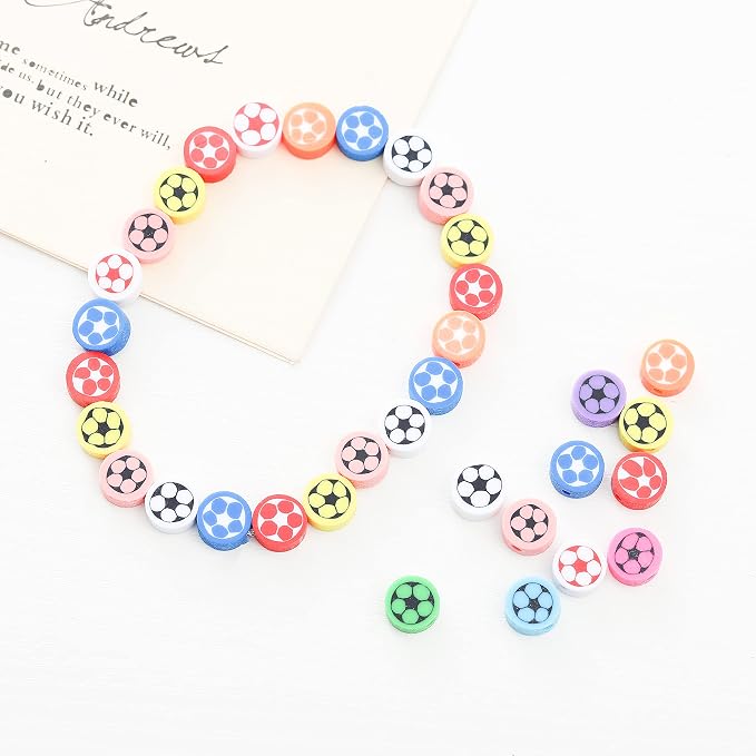 100pcs Football Polymer Clay Spacer Beads - Image 2