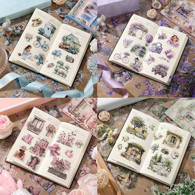 4 Book pet Scrapbooking Stickers Pre-Cut 480 PET Stickers People Sticker Books - Image 3