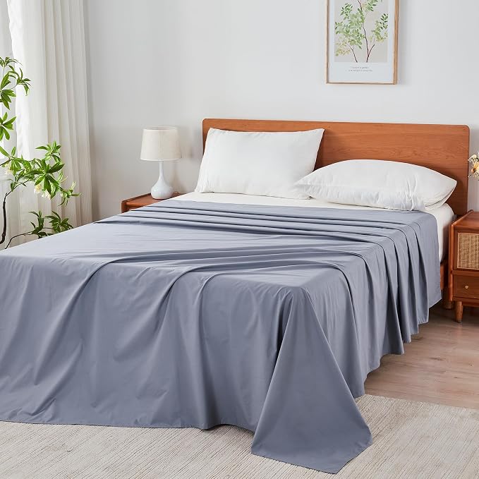 Full Size Flat Sheet 2 Pack, 100% Cotton Percale Flat Bed Sheet, Breathable & - Image 8