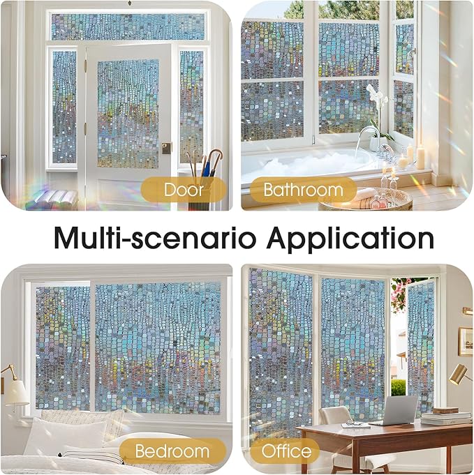 Windimiley Rainbow Window Privacy Film, 3D Stained Glass Christmas Decorative - Image 6