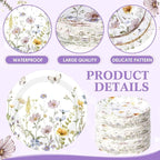 Funnymoom 60 Pcs 7 Inch Floral Party Plates Wildflower Paper Plates Spring - Image 3