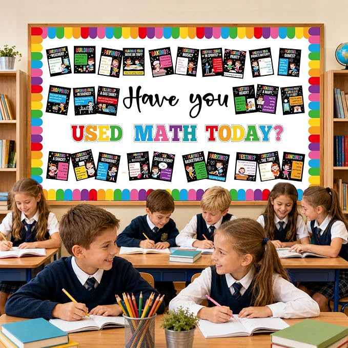Math Theme Bulletin Board Set Colorful Mathematics Classroom Decoration Have - Image 5