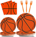 96Pieces Basketball Tableware Set Sport Party Disposable Plates Napkins Fork by Tevxj