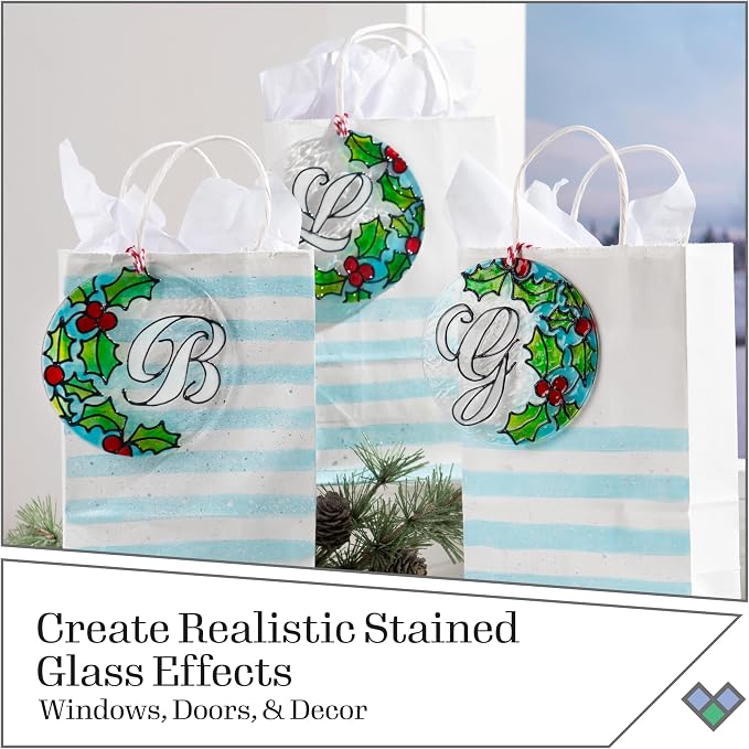 Gallery Glass Holiday Stained Glass Paint Kit, 8 Piece Set Perfect - Image 4