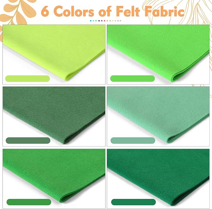 HaoFeiJH 6 Rolls 8"x20" Soft Green Felt Fabric Sheets, 1.6mm Thick, and Projects - Image 3