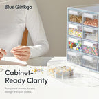 Blue Ginkgo Medium 16-Drawer Cabinet – Stackable Clear Organizer - Image 5