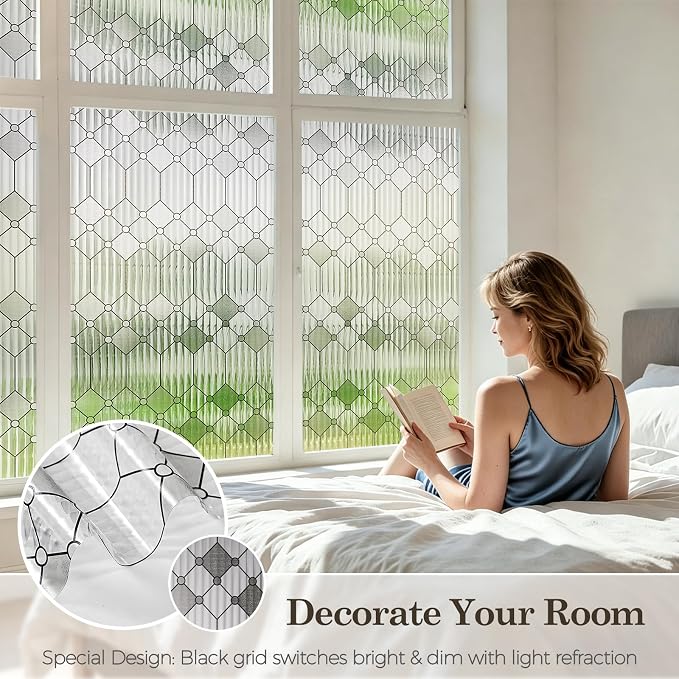 SUNBABY Reeded Glass Window Privacy Film, Decorative Frosted Glass Window Film - Image 2