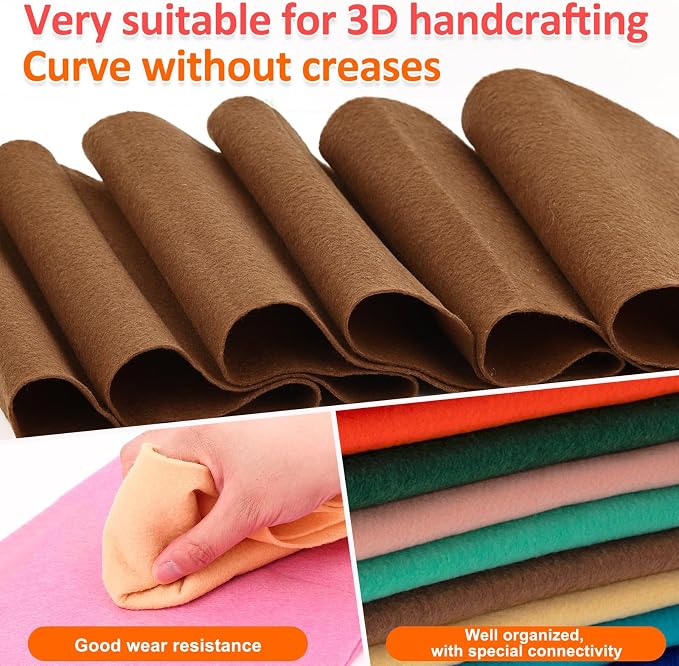 XSEINO 12 Rolls 8"x35" 1.4mm Thick Soft Felt Fabric Sheet 12 Assorted Midnight - Image 2