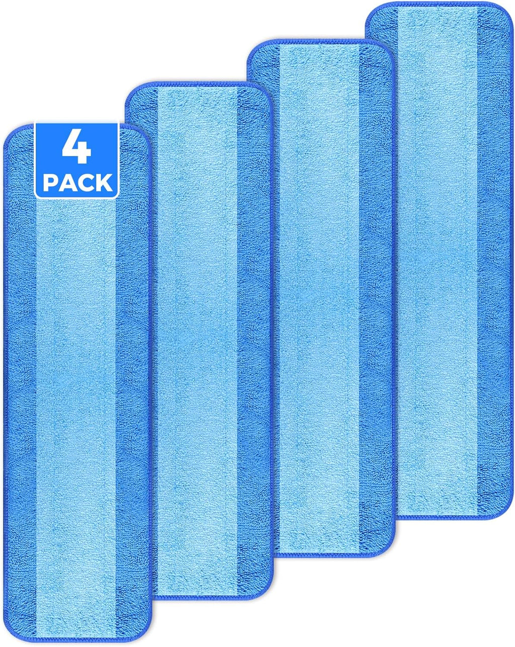 4-Pack Microfiber Cleaning Pads, 18-Inch Microfiber Mop Pads Compatible with Bona Mop, Washable and Reusable Mop Pad Refills for Hardwood Tile Laminate Floors