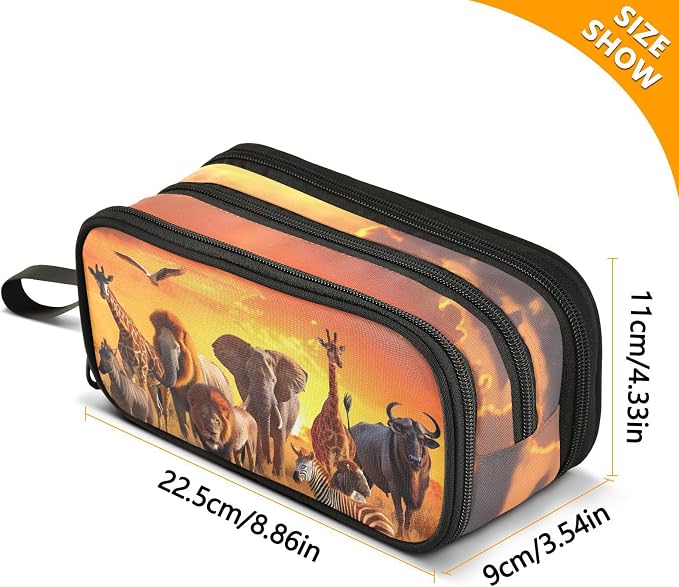 African Animals Pencil Case Box Boys Girls Large Pencil Pouch - Image 4