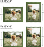 12x16 Picture Frame with Mat for 11x14, Wavy Edge Wooden Real Glass Photo Frame - Image 3