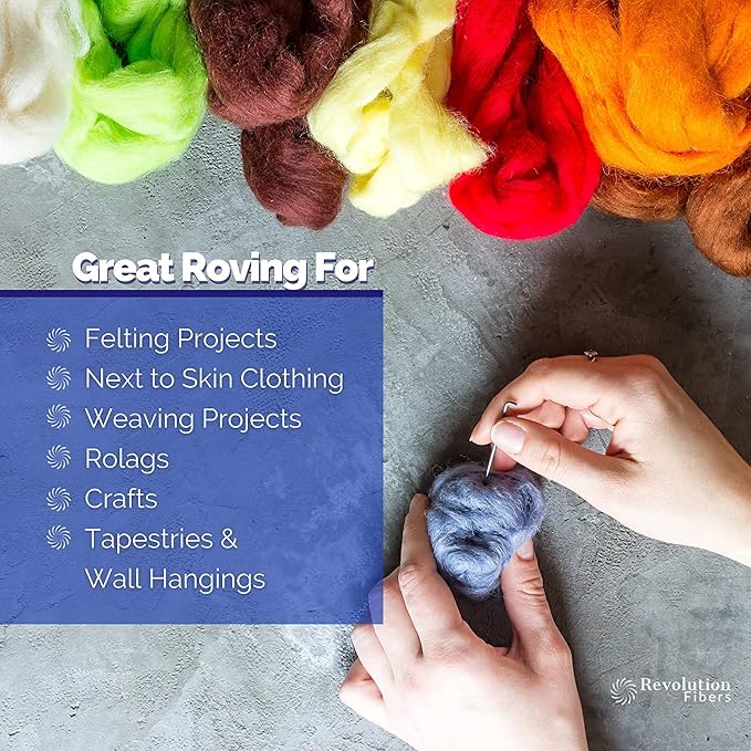 Revolution Fibers Merino Wool Roving | Premium Combed Wool Top | 22 Micron - Image 6