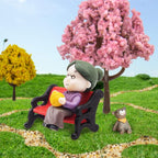 Mini Park Bench Grandpa Grandma Model Ornament Accessories - Image 4